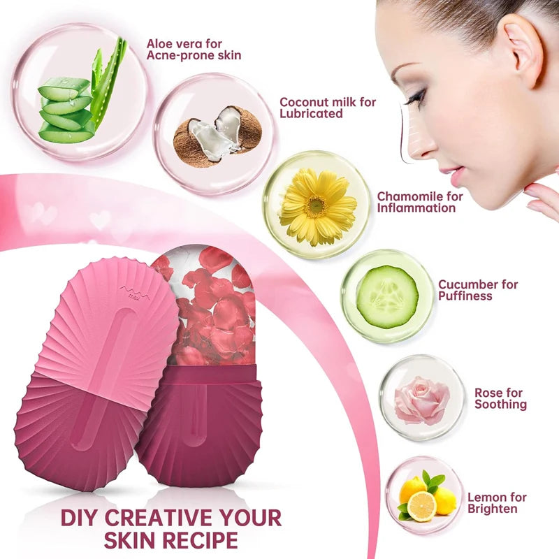 Ice roller in use on face